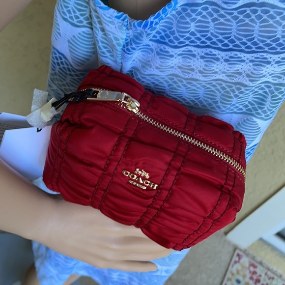 COACH Small Boxy Cosmetic Case With Ruching - Picture 7 of 16